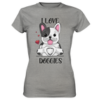 "I LOVE DOGGIES" - Ladies Premium Shirt - Schweinchen's Shop - Lady-Shirts - Sports Grey (meliert) / XS