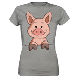T-Shirt - Schweinchen - Ladies - Schweinchen's Shop - Lady-Shirts - Sports Grey (meliert) / XS