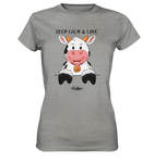 T-Shirt - "Keep Calm" - Kuh - Ladies - Schweinchen's Shop - Lady-Shirts - Sports Grey (meliert) / XS