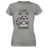 "I LOVE RACOONS" - Ladies Premium Shirt - Schweinchen's Shop - Lady-Shirts - Sports Grey (meliert) / XS