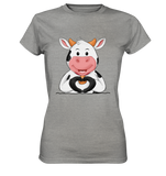 Herz Kuh o.T. - Ladies Premium Shirt - Schweinchen's Shop - Lady-Shirts - Sports Grey (meliert) / XS