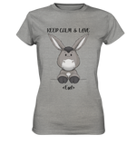 "Keep Calm Esel" - Ladies Premium Shirt - Schweinchen's Shop - Lady-Shirts - Sports Grey (meliert) / XS