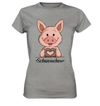 "Herz Schweinchen" - Ladies Premium Shirt - Schweinchen's Shop - Lady-Shirts - Sports Grey (meliert) / XS