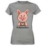 "Herz Schweinchen" - Ladies Premium Shirt - Schweinchen's Shop - Lady-Shirts - Sports Grey (meliert) / XS
