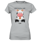 T-Shirt - "Keep Calm" - Kuh - Ladies - Schweinchen's Shop - Lady-Shirts - Pacific Grey / XS
