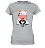 T-Shirt - "Kuh Herz" - Ladies - Schweinchen's Shop - Lady-Shirts - Pacific Grey / XS
