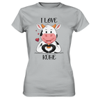 T-Shirt - "I LOVE KÜHE" - Ladies - Schweinchen's Shop - Lady-Shirts - Pacific Grey / XS