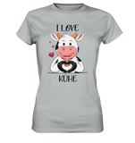 T-Shirt - "I LOVE KÜHE" - Ladies - Schweinchen's Shop - Lady-Shirts - Pacific Grey / XS