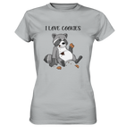 "I LOVE COOKIES" - Waschbär - Ladies Premium Shirt - Schweinchen's Shop - Lady-Shirts - Pacific Grey / XS