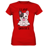 "I LOVE DOGGIES" - Ladies Premium Shirt - Schweinchen's Shop - Lady-Shirts - Red / XS