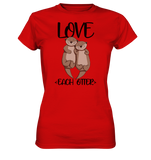 T-Shirt - "LOVE EACH OTTER" - Ladies - Schweinchen's Shop - Lady-Shirts - Red / XS
