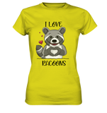 "I LOVE RACOONS" - Ladies Premium Shirt - Schweinchen's Shop - Lady-Shirts - Pixel Lime / XS