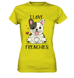 "I Love Frenchies" - Ladies Premium Shirt - Schweinchen's Shop - Lady-Shirts - Pixel Lime / XS