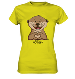 "Herz Otter" - Ladies Premium Shirt - Schweinchen's Shop - Lady-Shirts - Pixel Lime / XS