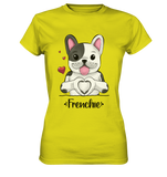 "Frenchie Herz" - Ladies Premium Shirt - Schweinchen's Shop - Lady-Shirts - Pixel Lime / XS
