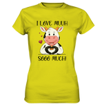 T-Shirt - "I LOVE MUUH" - Ladies - Schweinchen's Shop - Lady-Shirts - Pixel Lime / XS