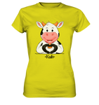 T-Shirt - "Kuh Herz" - Ladies - Schweinchen's Shop - Lady-Shirts - Pixel Lime / XS