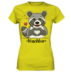 "Herz Waschbär" - Ladies Premium Shirt - Schweinchen's Shop - Lady-Shirts - Pixel Lime / XS