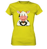 Herz Kuh o.T. - Ladies Premium Shirt - Schweinchen's Shop - Lady-Shirts - Pixel Lime / XS
