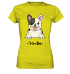 "Frenchie" - Ladies Premium Shirt - Schweinchen's Shop - Lady-Shirts - Pixel Lime / XS