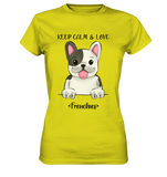 "Keep Calm Frenchie" - Ladies Premium Shirt - Schweinchen's Shop - Lady-Shirts - Pixel Lime / XS