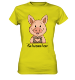 "Herz Schweinchen" - Ladies Premium Shirt - Schweinchen's Shop - Lady-Shirts - Pixel Lime / XS
