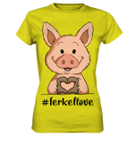 T-Shirt - "ferkellove" - Ladies - Schweinchen's Shop - Lady-Shirts - Pixel Lime / XS