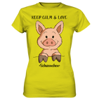 T-Shirt - "Keep Calm" - Ladies - Schweinchen's Shop - Lady-Shirts - Pixel Lime / XS