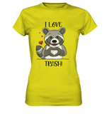 "I LOVE TRASH" - Ladies Premium Shirt - Schweinchen's Shop - Lady-Shirts - Pixel Lime / XS