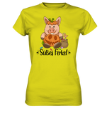 T-Shirt - "Süßes Ferkel" - Ladies - Schweinchen's Shop - Lady-Shirts - Pixel Lime / XS