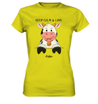 T-Shirt - "Keep Calm" - Kuh - Ladies - Schweinchen's Shop - Lady-Shirts - Pixel Lime / XS