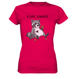 "I LOVE COOKIES" - Waschbär - Ladies Premium Shirt - Schweinchen's Shop - Lady-Shirts - Sorbet / XS
