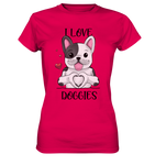 "I LOVE DOGGIES" - Ladies Premium Shirt - Schweinchen's Shop - Lady-Shirts - Sorbet / XS