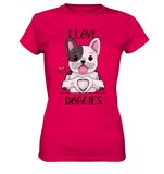 "I LOVE DOGGIES" - Ladies Premium Shirt - Schweinchen's Shop - Lady-Shirts - Sorbet / XS