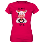 T-Shirt - "I LOVE KÜHE" - Ladies - Schweinchen's Shop - Lady-Shirts - Sorbet / XS