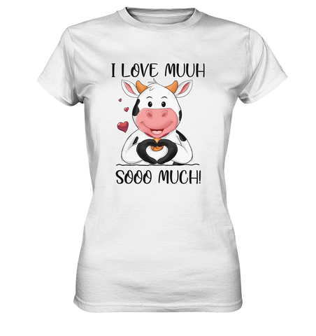 T-Shirt - "I LOVE MUUH" - Ladies - Schweinchen's Shop - Lady-Shirts - White / XS