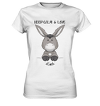 "Keep Calm Esel" - Ladies Premium Shirt - Schweinchen's Shop - Lady-Shirts - White / XS