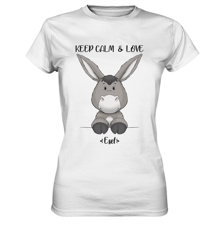 "Keep Calm Esel" - Ladies Premium Shirt - Schweinchen's Shop - Lady-Shirts - White / XS