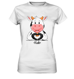 T-Shirt - "Kuh Herz" - Ladies - Schweinchen's Shop - Lady-Shirts - White / XS