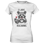 "I LOVE RACOONS" - Ladies Premium Shirt - Schweinchen's Shop - Lady-Shirts - White / XS