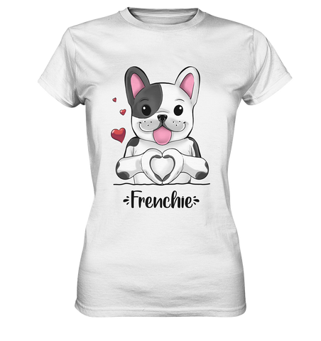 "Frenchie Herz" - Ladies Premium Shirt - Schweinchen's Shop - Lady-Shirts - White / XS