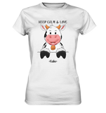 T-Shirt - "Keep Calm" - Kuh - Ladies - Schweinchen's Shop - Lady-Shirts - White / XS
