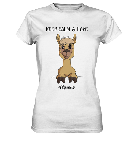 "Keep Calm" Alpaka - Ladies Premium Shirt - Schweinchen's Shop - Lady-Shirts - White / XS