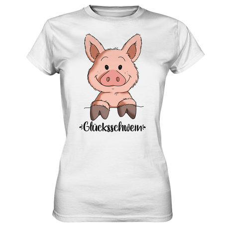 "Glücksschwein" - Ladies Premium Shirt - Schweinchen's Shop - Lady-Shirts - White / XS