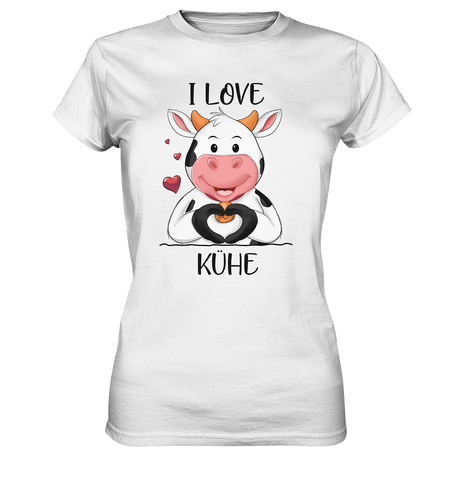 T-Shirt - "I LOVE KÜHE" - Ladies - Schweinchen's Shop - Lady-Shirts - White / XS