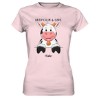T-Shirt - "Keep Calm" - Kuh - Ladies - Schweinchen's Shop - Lady-Shirts - Orchid Pink / XS