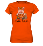 T-Shirt - "Süßes Ferkel" - Ladies - Schweinchen's Shop - Lady-Shirts - Orange / XS