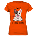 "I Love Frenchies" - Ladies Premium Shirt - Schweinchen's Shop - Lady-Shirts - Orange / XS