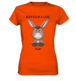 "Keep Calm Esel" - Ladies Premium Shirt - Schweinchen's Shop - Lady-Shirts - Orange / XS
