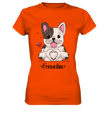 "Frenchie Herz" - Ladies Premium Shirt - Schweinchen's Shop - Lady-Shirts - Orange / XS